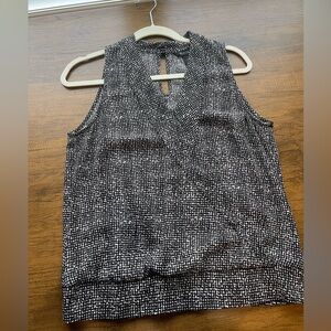 White House Black Market Black and White Patterned Tank Blouse
